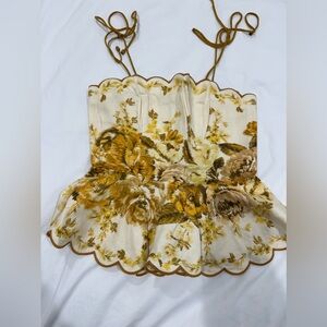 Zimmermann Cream and Brown Floral Camisole